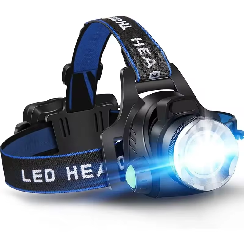 Wiederaufladbare Wasserdichte LED Stirnlampe mit Zoomfunktion für Outdoor