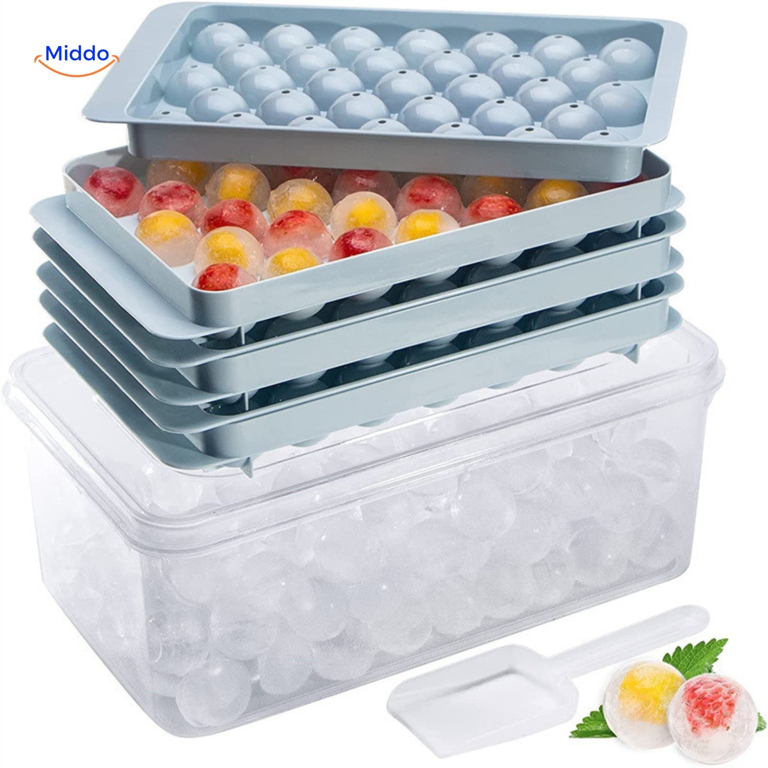 FrostSphere Eiswürfelform | Platzsparende Eisform mit 33 Rastern für perfekte Kühlung
