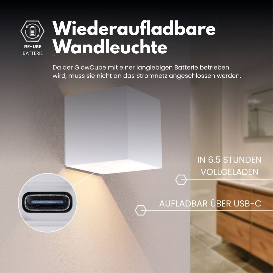 Drahtlose Wandlampe für Innen und Außen | LED-Wandlampe mit Akku und Sensor in Schwarz und Weiß
