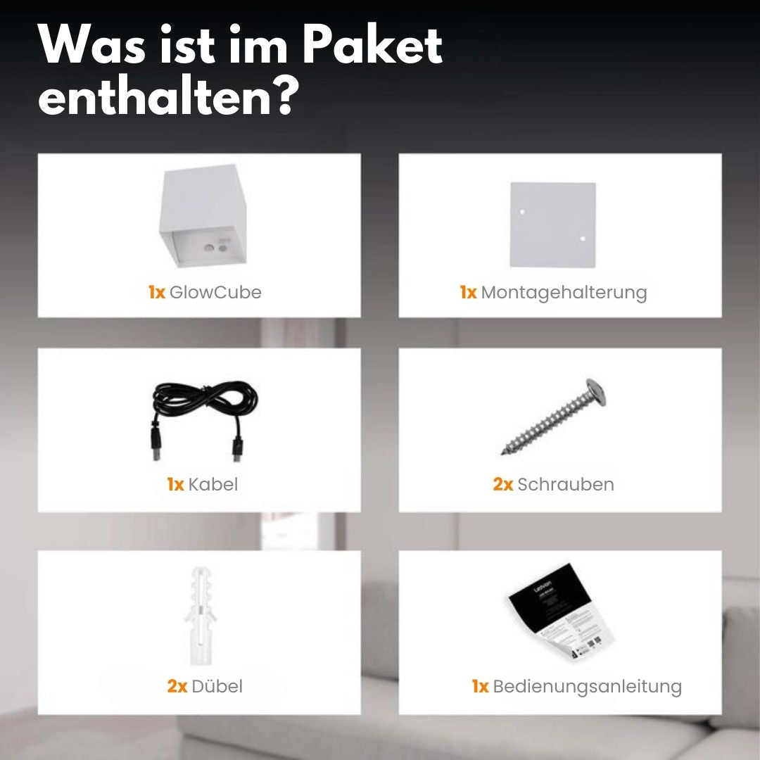 Drahtlose Wandlampe für Innen und Außen | LED-Wandlampe mit Akku und Sensor in Schwarz und Weiß