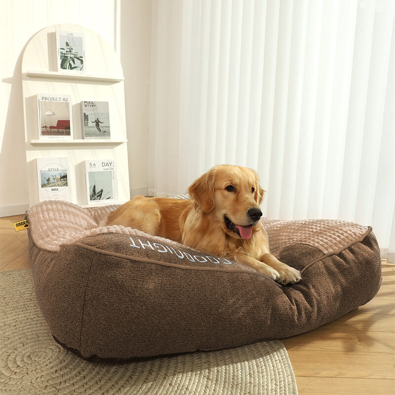 Orthopädisches Hundekissenbett – Großes Dickes Hundebett mit Nackenstütze und Abnehmbarem Waschbarem Bezug