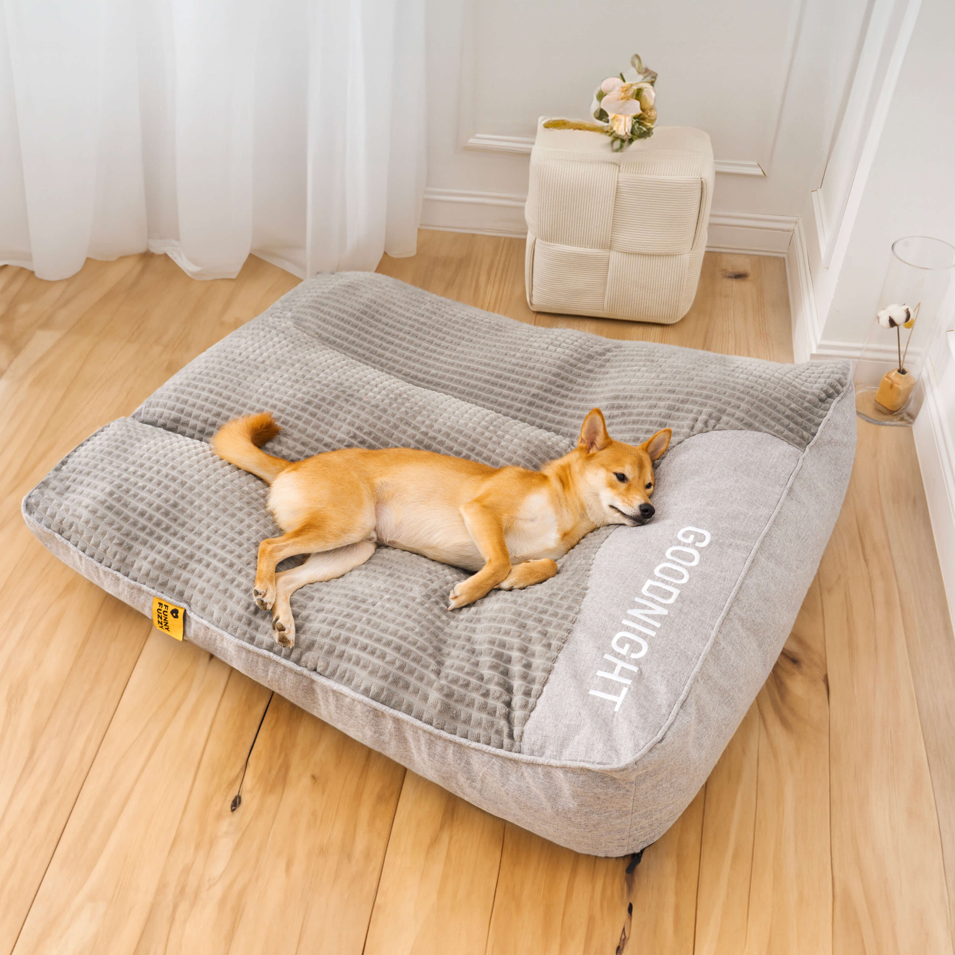 Orthopädisches Hundekissenbett – Großes Dickes Hundebett mit Nackenstütze und Abnehmbarem Waschbarem Bezug