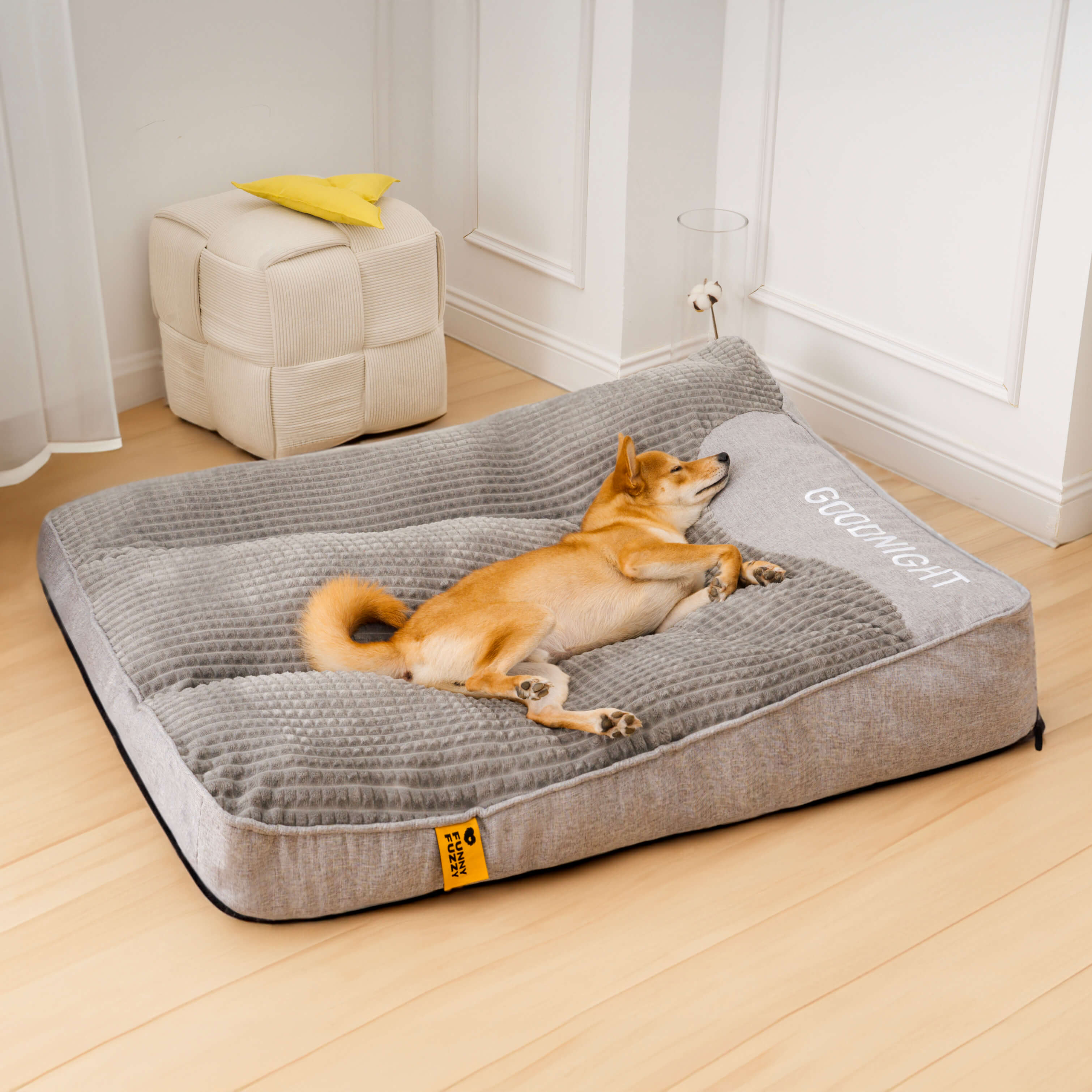 Orthopädisches Hundekissenbett – Großes Dickes Hundebett mit Nackenstütze und Abnehmbarem Waschbarem Bezug