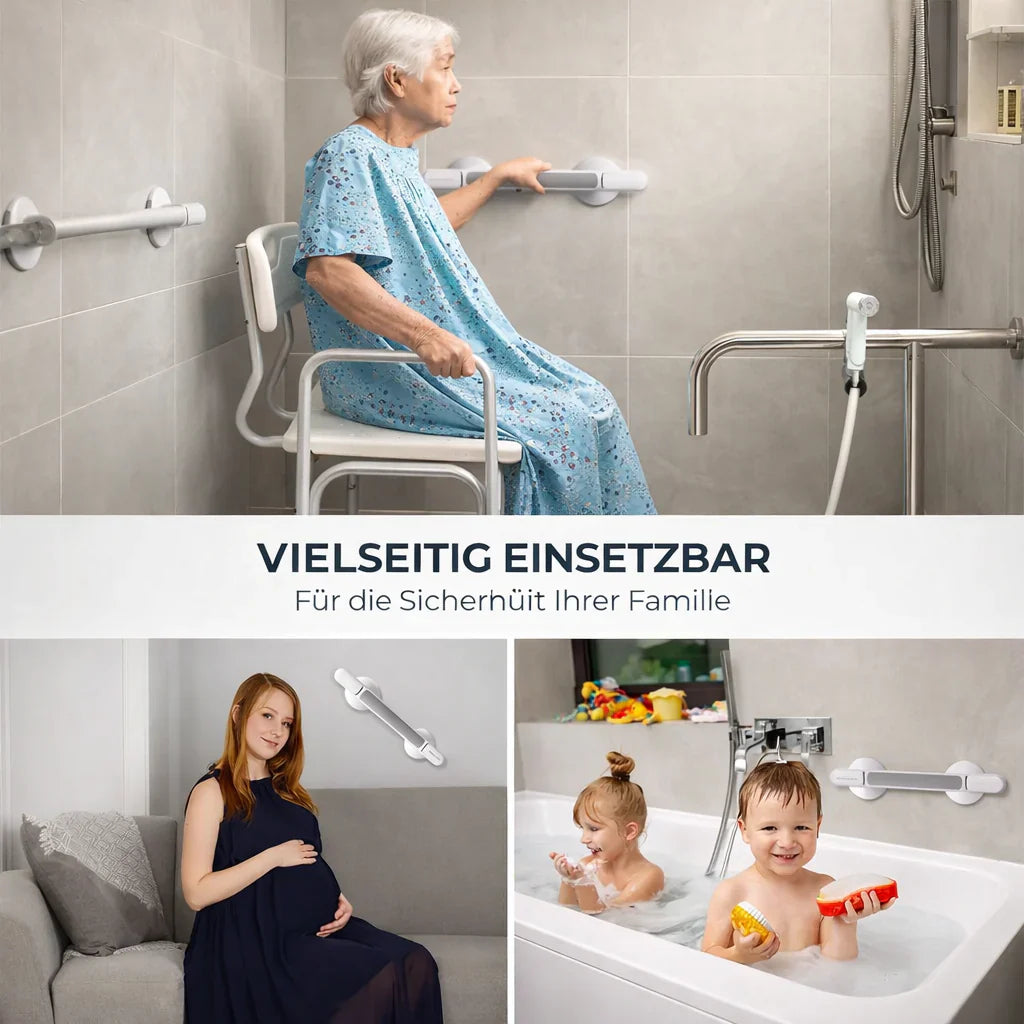 Haltegriff für Dusche, Bad oder Toilette | Saugnapfgriff für Senioren ohne Bohren | SeniGrip