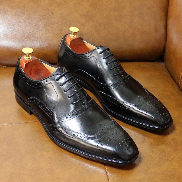 Handgefertigte Herren Oxford Schuhe Leder Brogue Dress Klassische Geschäftliche Formelle Schuhe