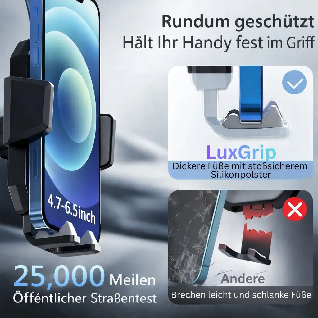 Handyhalterung fürs Auto | Handyhalterung mit Saugnapf & 360° Drehbar | LuxGrip