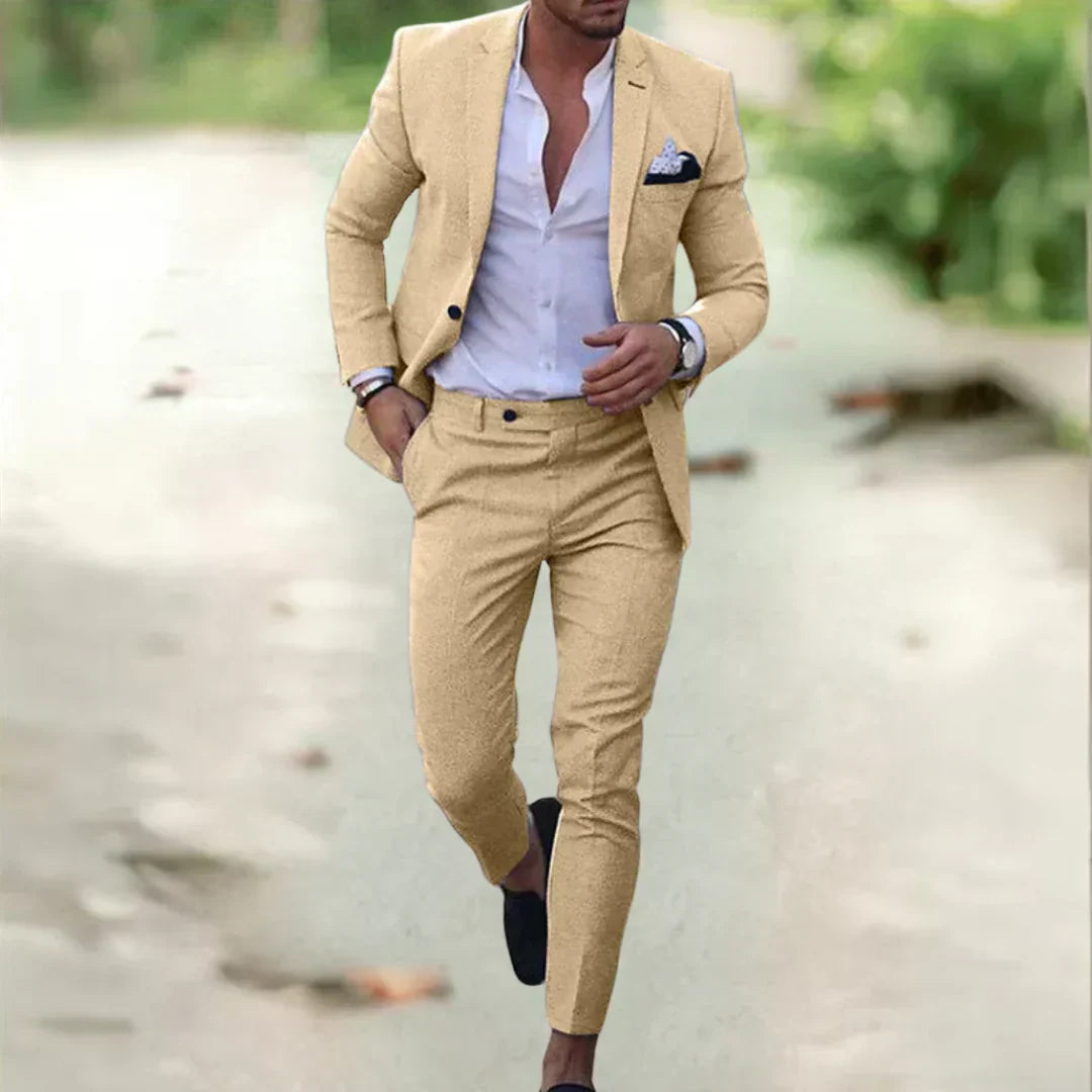 Leichter Herren Leinenanzug – 2-teilig, Slim Fit, ideal für Sommer, Hochzeit & Business