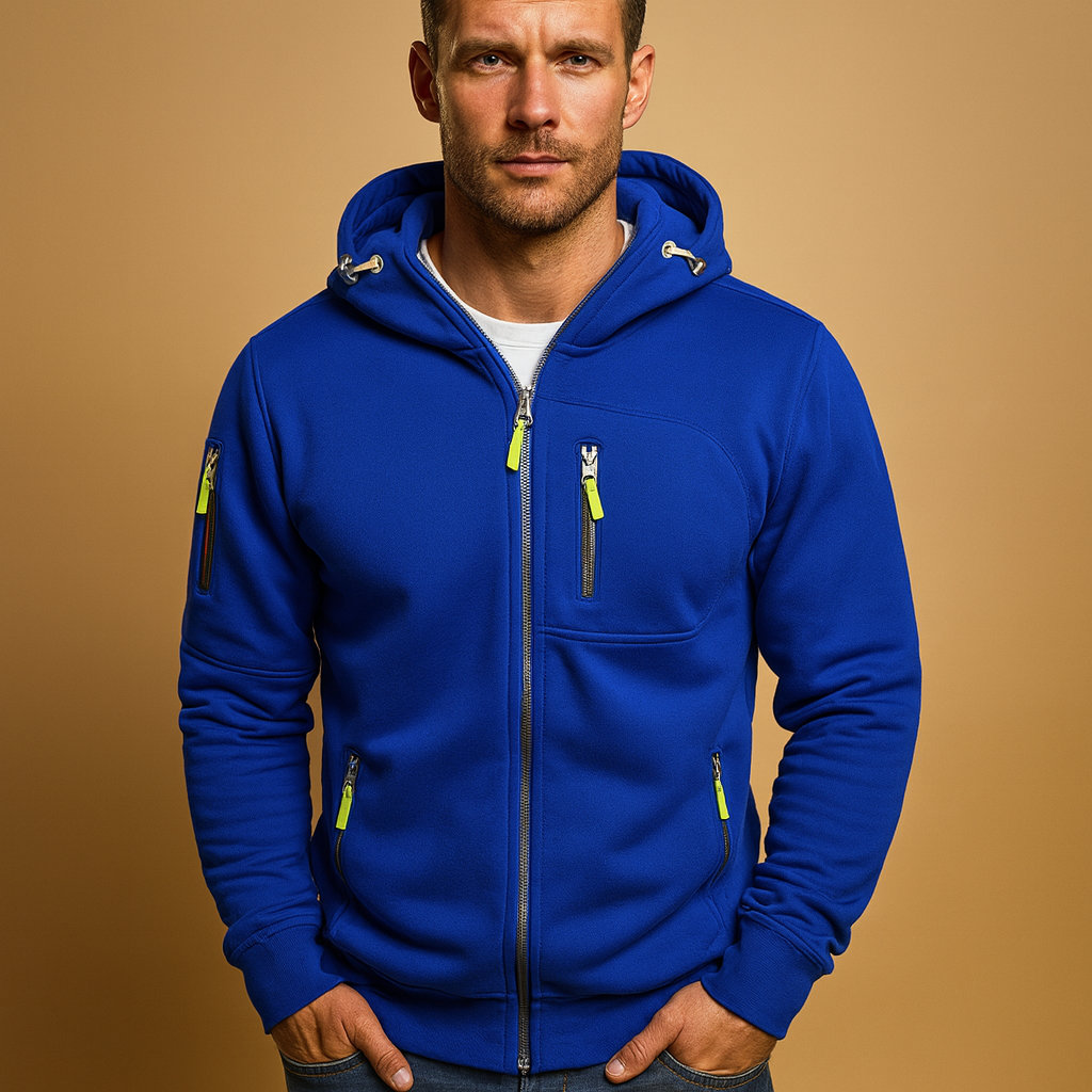 Herren Hoodie mit Reißverschluss und Kapuze – Bequemes Bram Design