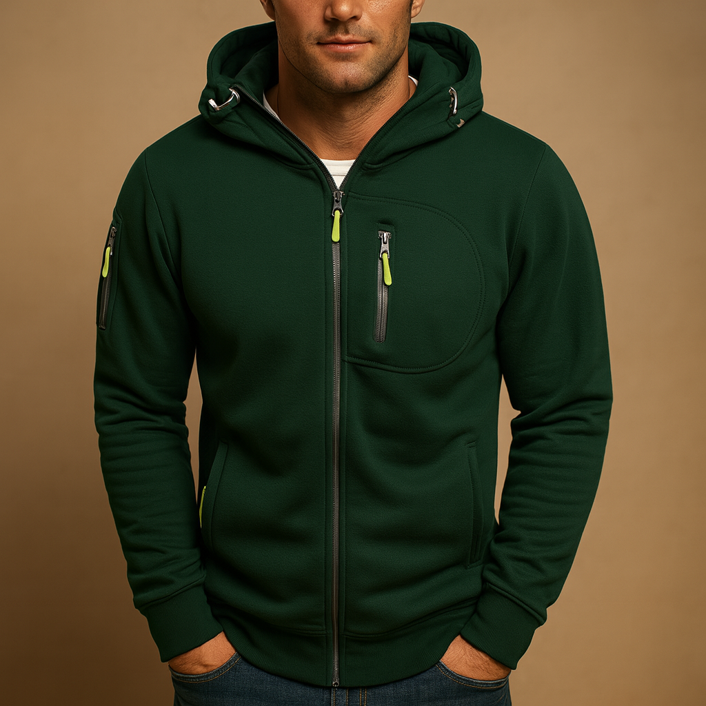 Herren Hoodie mit Reißverschluss und Kapuze – Bequemes Bram Design