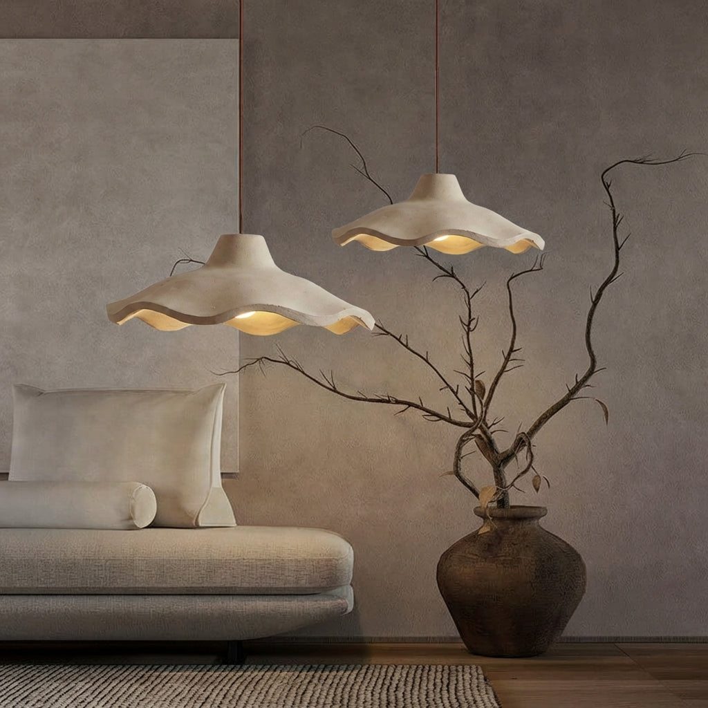 Japanische Vintage-Zement-Blumenpendelleuchte | 1-Licht