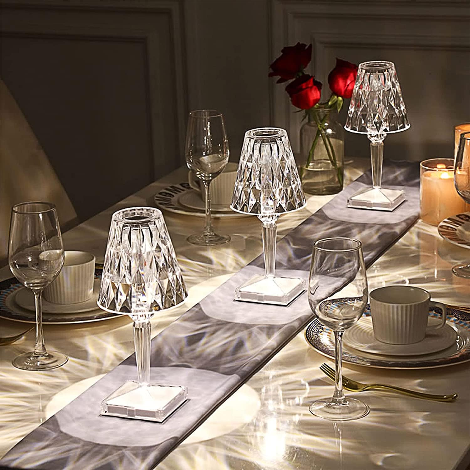 Frendorf | LED Kristall Tischlampe | Elegantes Diamant Design