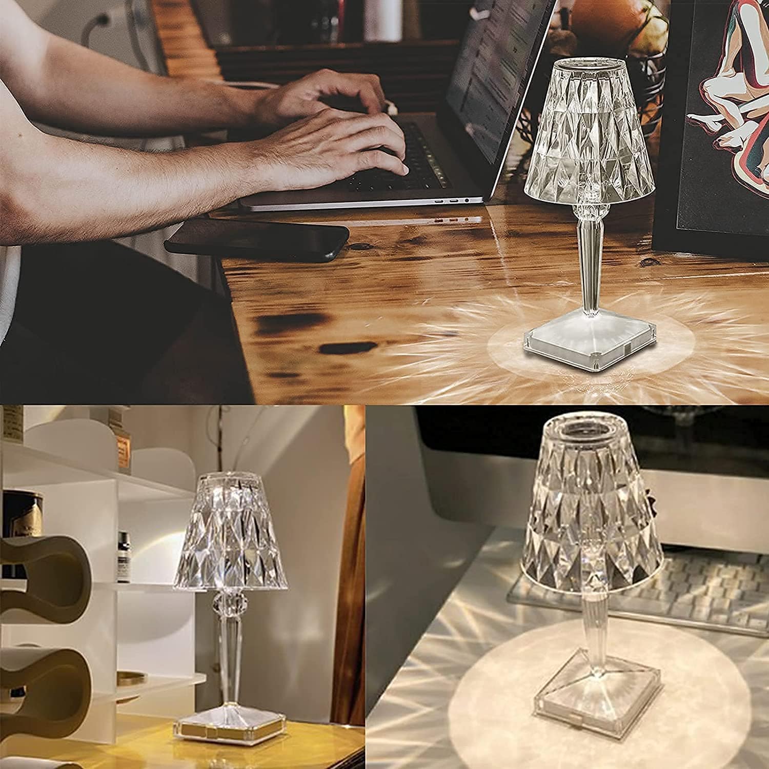 Frendorf | LED Kristall Tischlampe | Elegantes Diamant Design