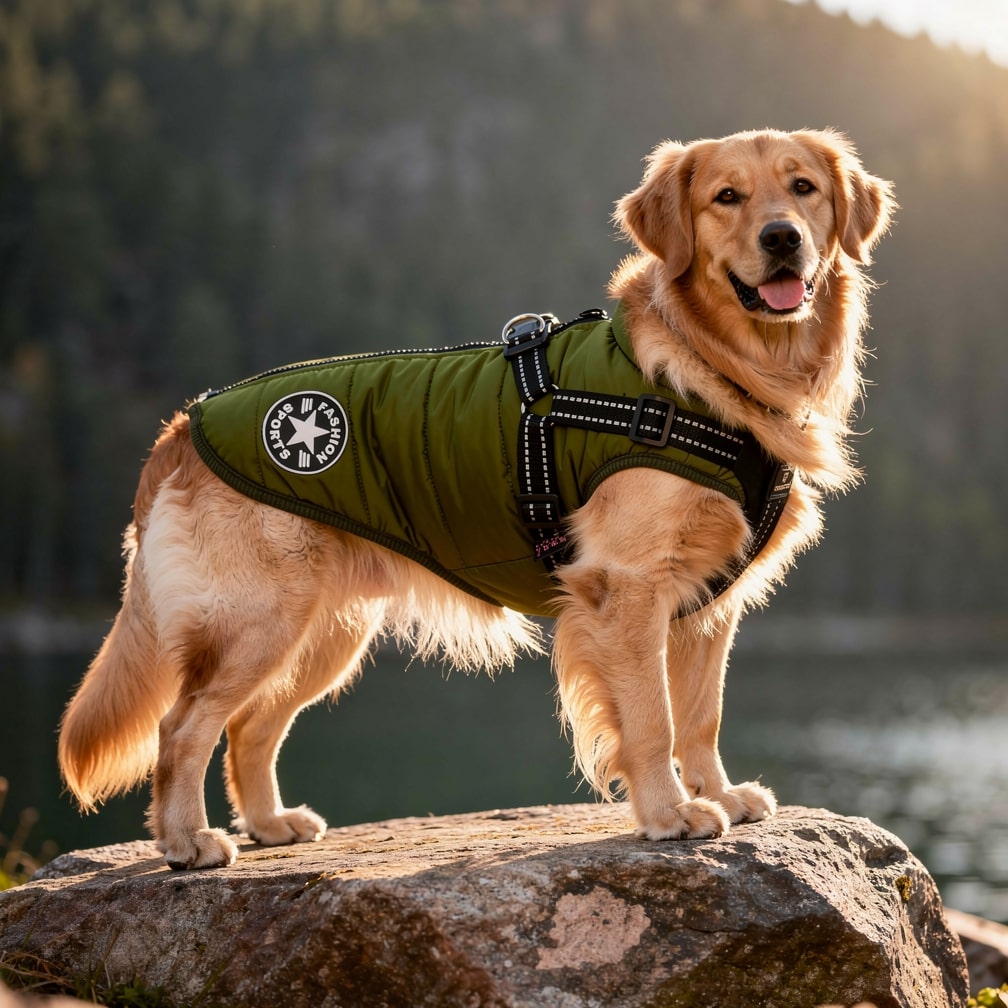Hundemantel für den Winter | Winterjacke für Hunde | Hundejacke mit Geschirr | FellMantel