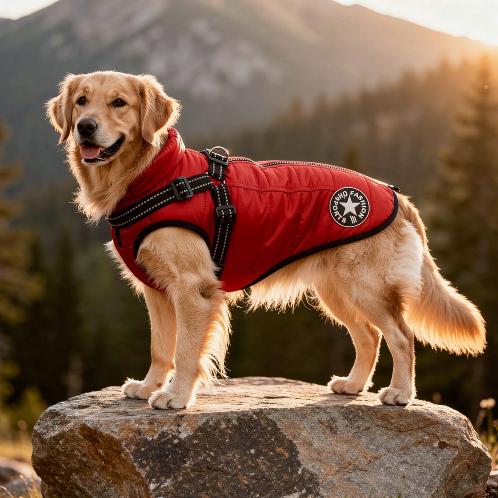 Hundemantel für den Winter | Winterjacke für Hunde | Hundejacke mit Geschirr | FellMantel