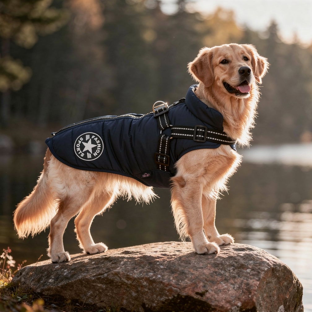 Hundemantel für den Winter | Winterjacke für Hunde | Hundejacke mit Geschirr | FellMantel