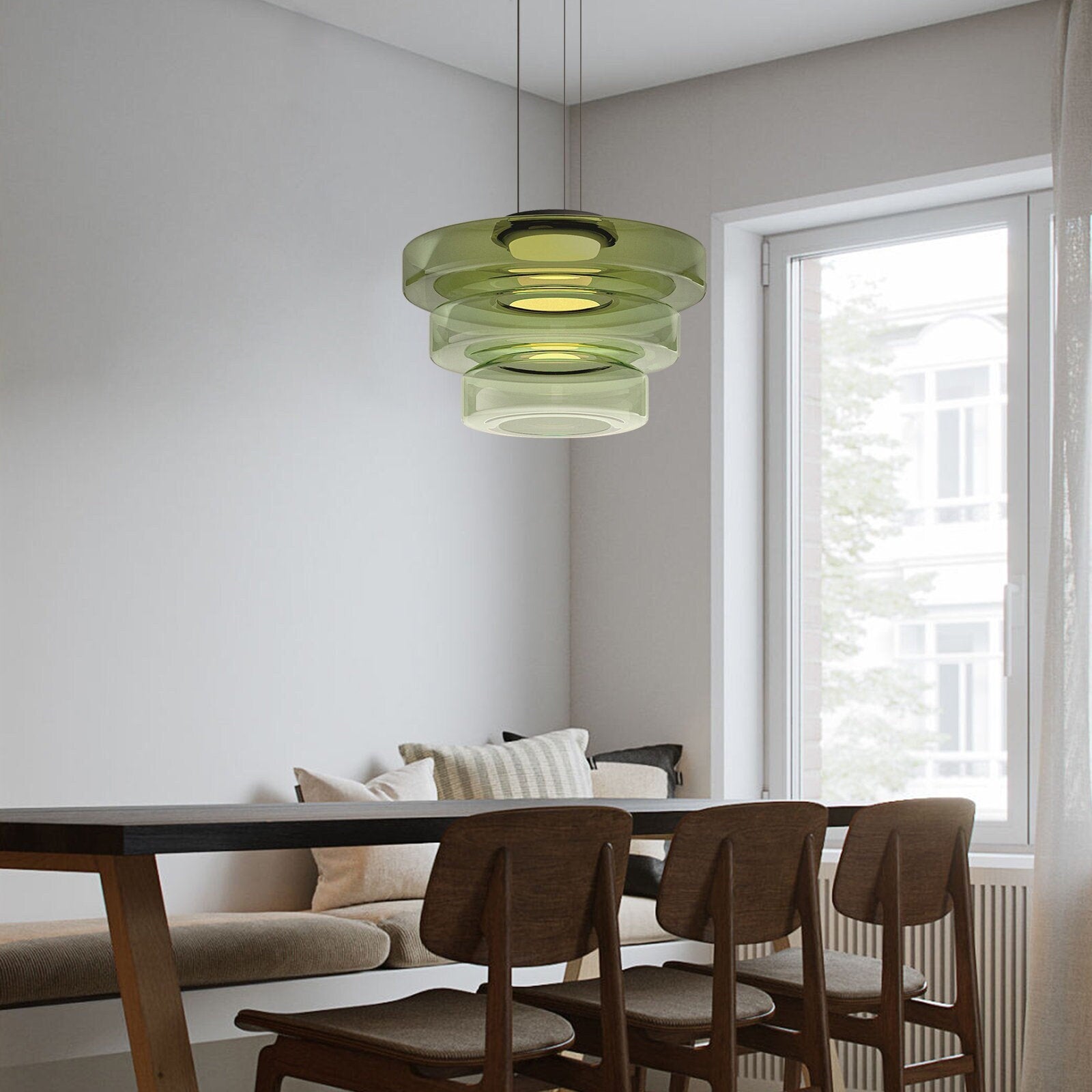 Glas Pendelleuchte im Bauhaus-Stil