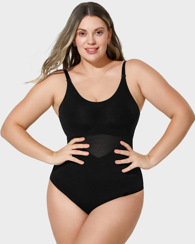 LuxeForm Criss-Cross Mesh Bodysuit | Sculpturales Design für eine perfekte Silhouette