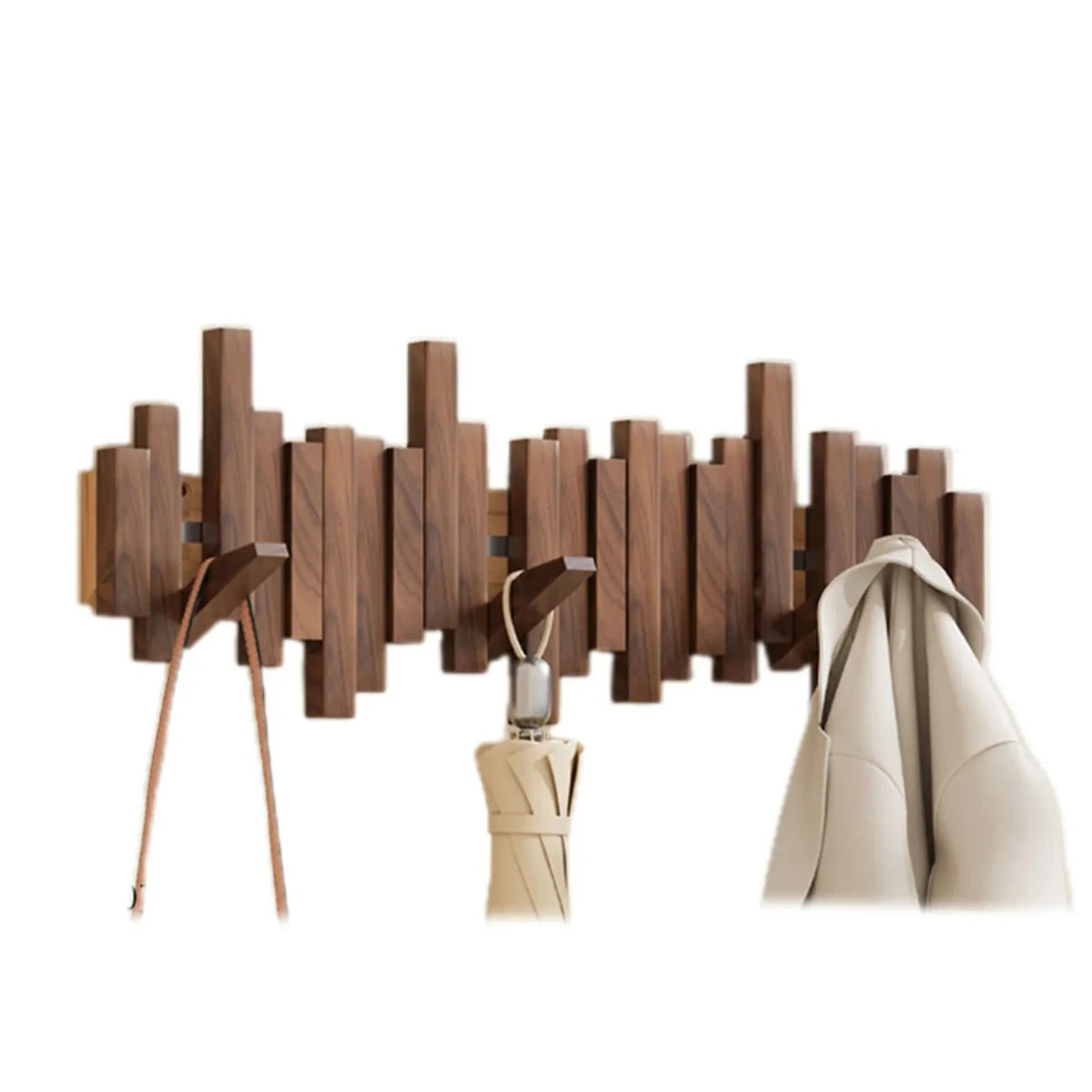 PianoWood Wandgarderobe – Holz-Piano-Tasten Garderobe aus Nussbaum oder Buchenholz