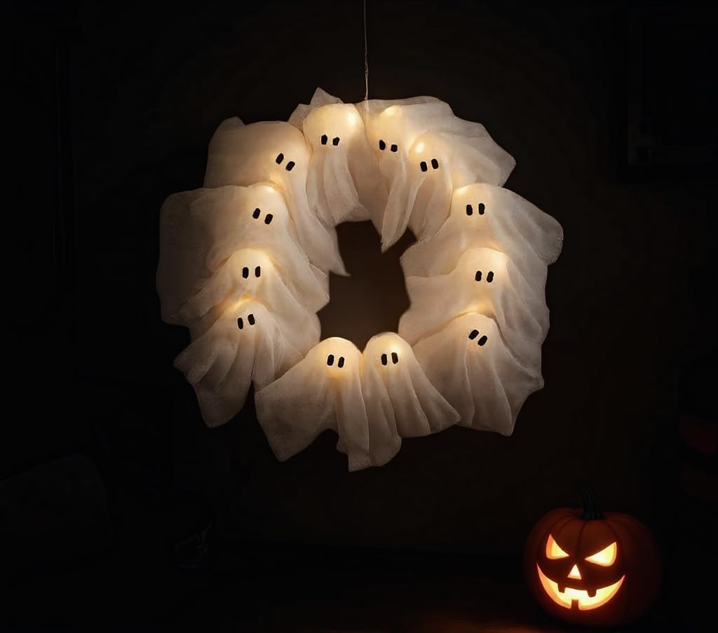 HauntGlow Halloween Kranz | Verzaubernder Glow-Kranz für einen gruseligen festlichen Touch