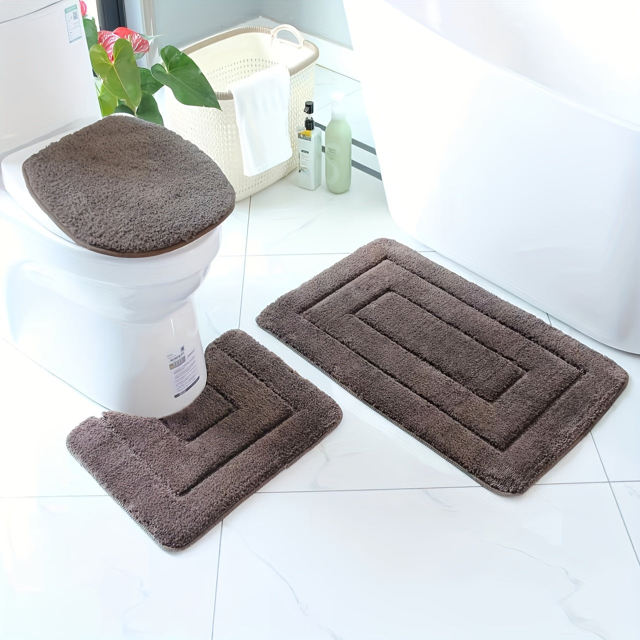 SoftStep Luxe Badezimmermatte Set – Rutschfest, Schnell Trocknend und Waschbar