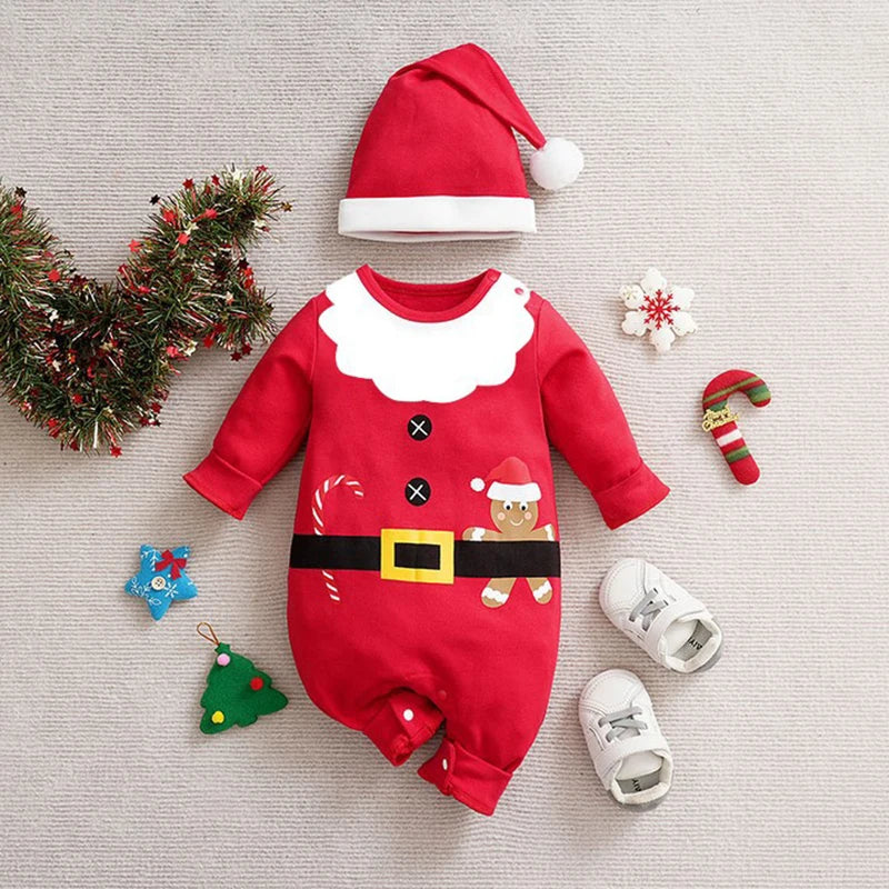 SantaSnug™ – Weiches Weihnachtskostüm aus Baumwolle – Baby erste Weihnachtsoutfit