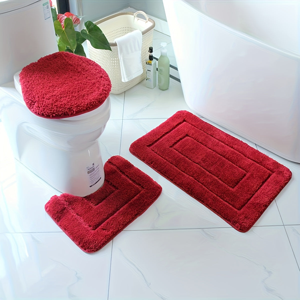 SoftStep Luxe Badezimmermatte Set – Rutschfest, Schnell Trocknend und Waschbar