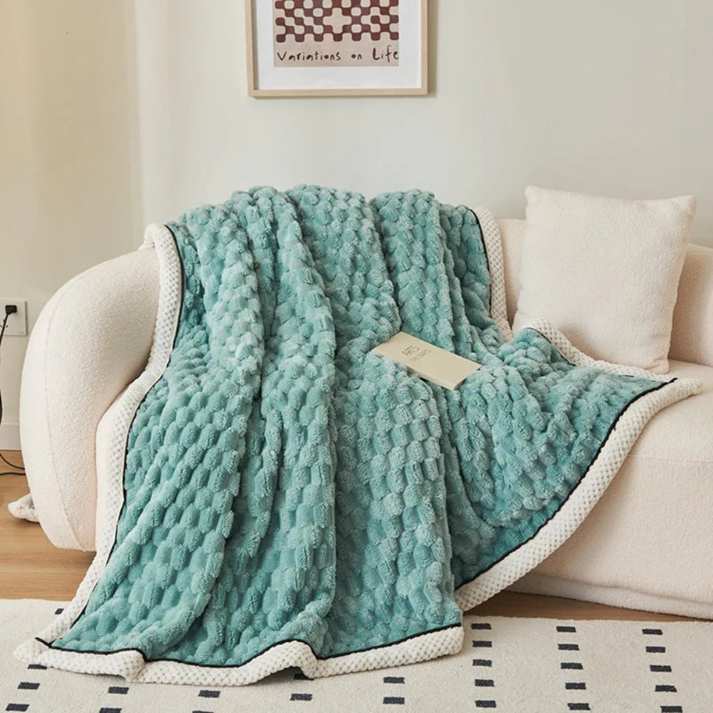 Sherpa-Fleece-Decke mit Bubbeldesign – Weiche, warme Kuscheldecke für Sofa und Schlafzimmer