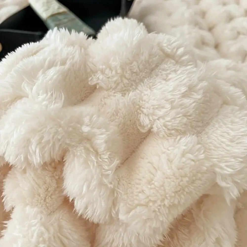 Sherpa-Fleece-Decke mit Bubbeldesign – Weiche, warme Kuscheldecke für Sofa und Schlafzimmer