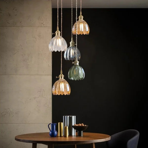 Japanische Retro-Glasblumen-Hängeleuchte