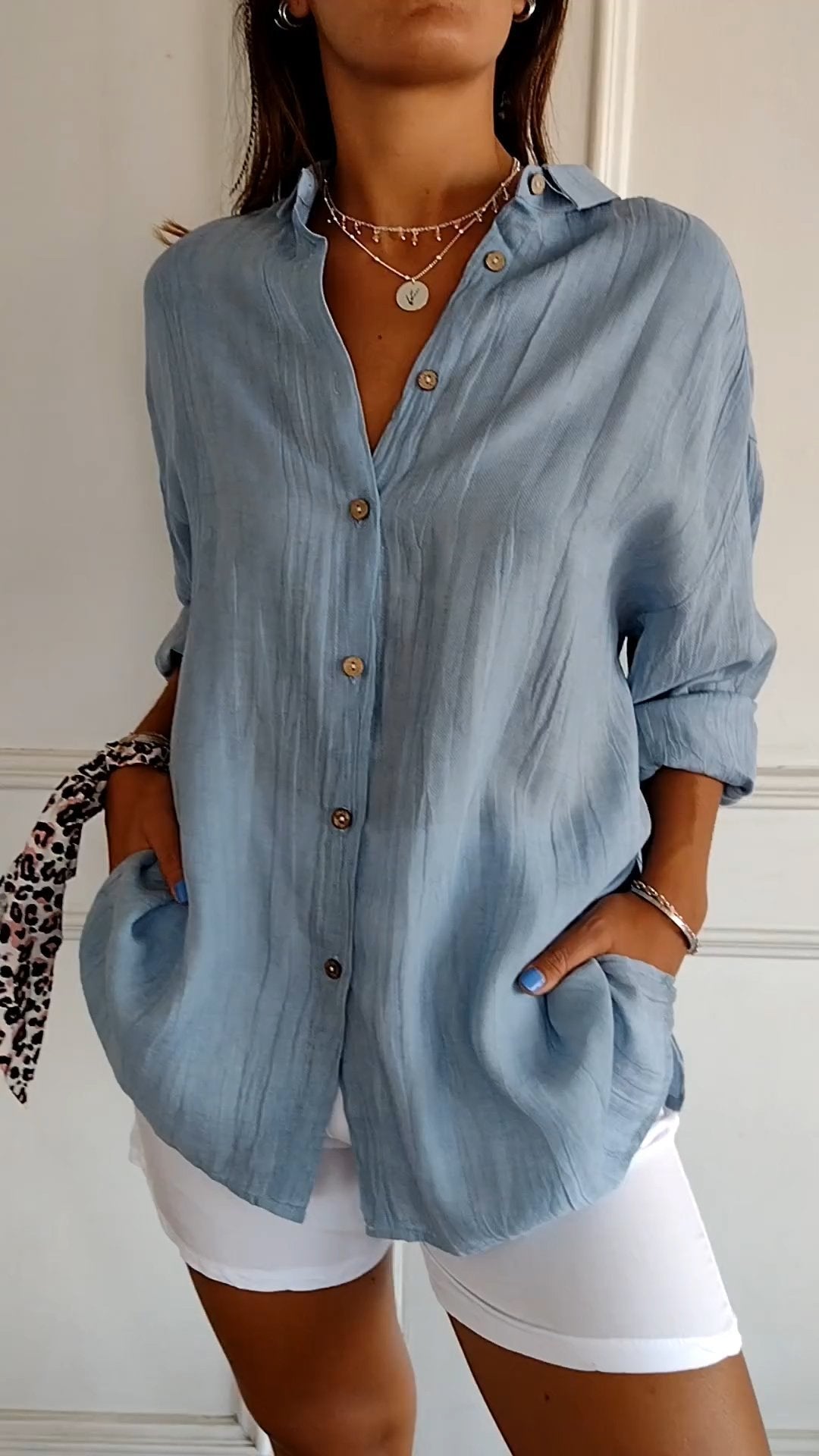 Elegante leichte Bluse für Damen | Lange Ärmel