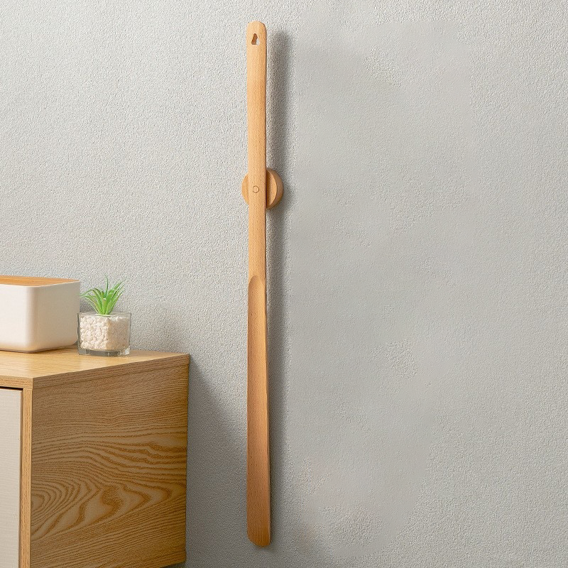 Wooden long handle magnetic shoehorn