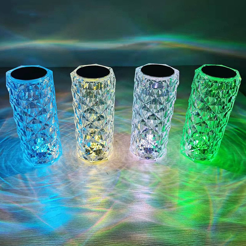 LumiKrystal Touch Tischlampe | 16 Farben und Touchpad für stimmungsvolles Licht