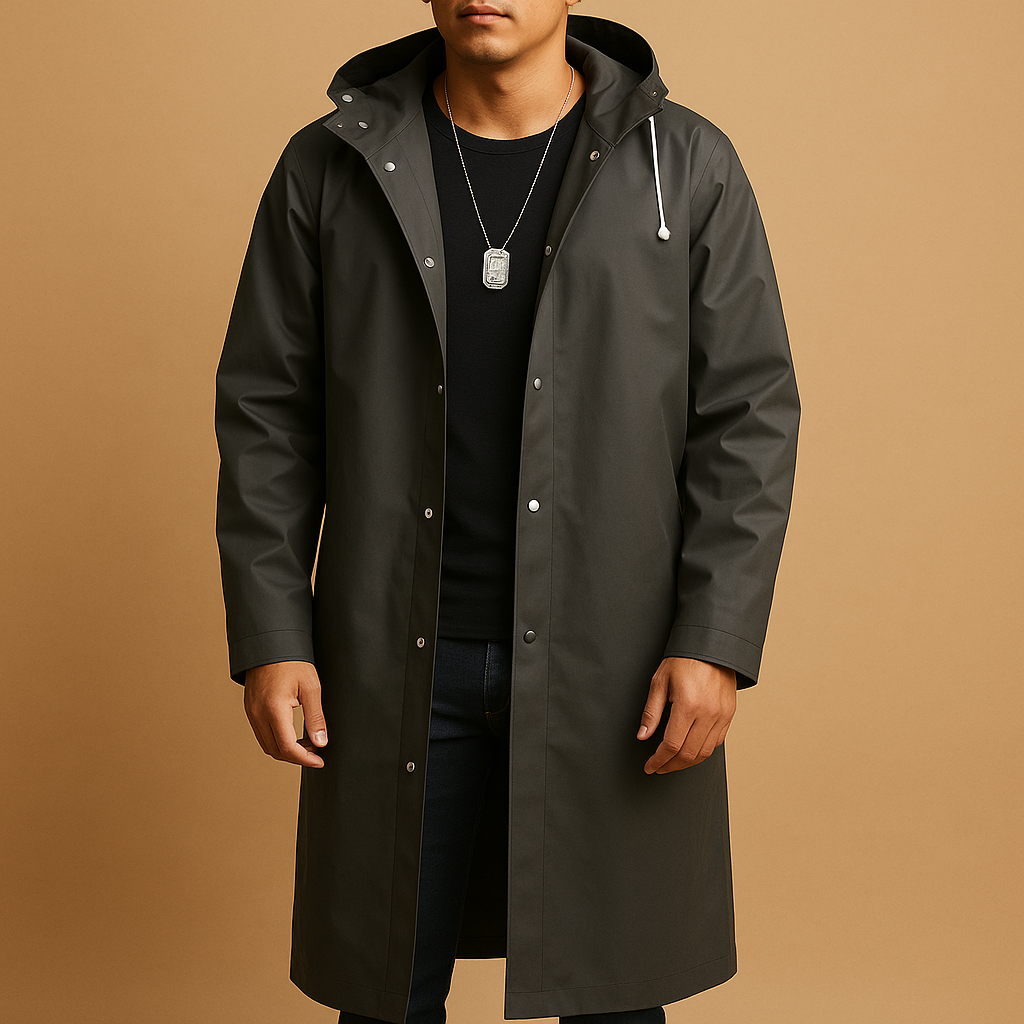 RegenShield Lange Regenjacke – Wasserdichte EVA-Jacke für Herren mit Bequemer Passform