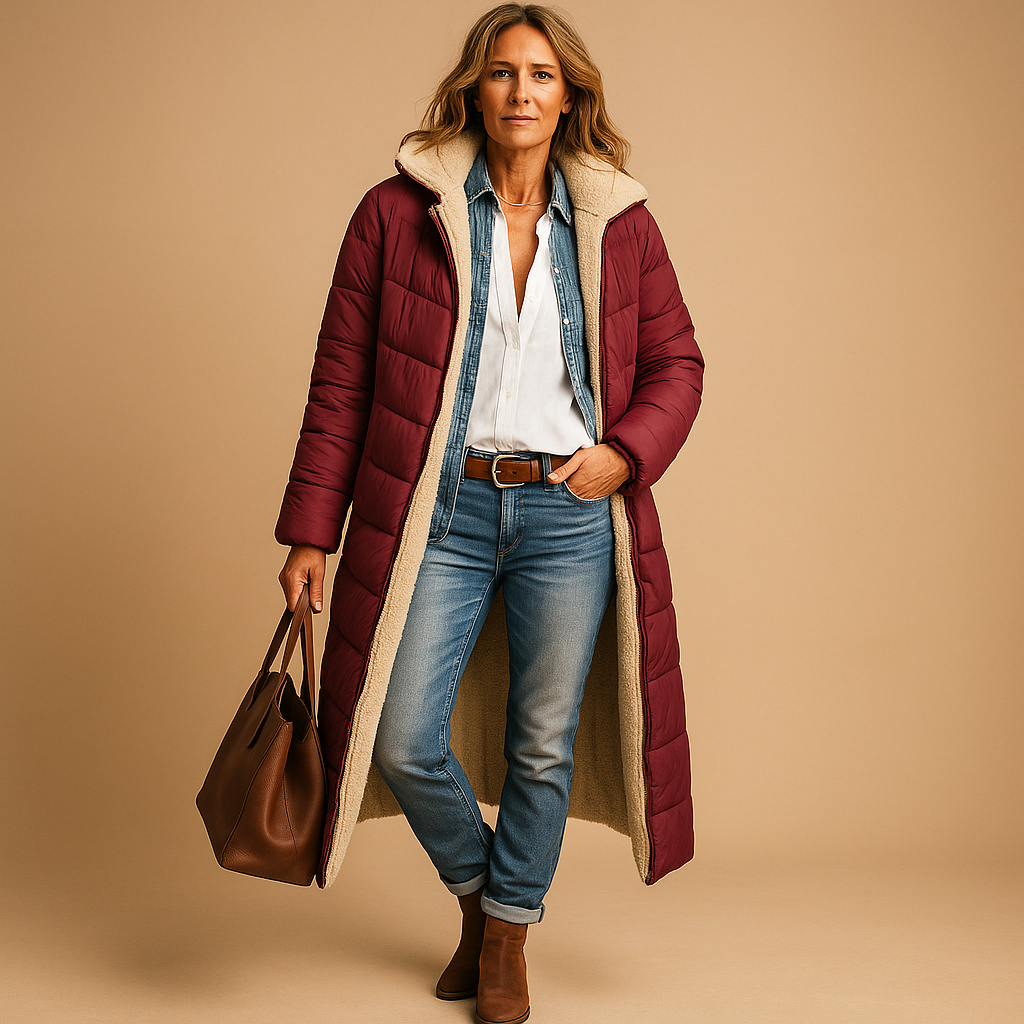 Langer Wintermantel mit Modernem Schnitt für Damen | Ideal für Kalte Tage
