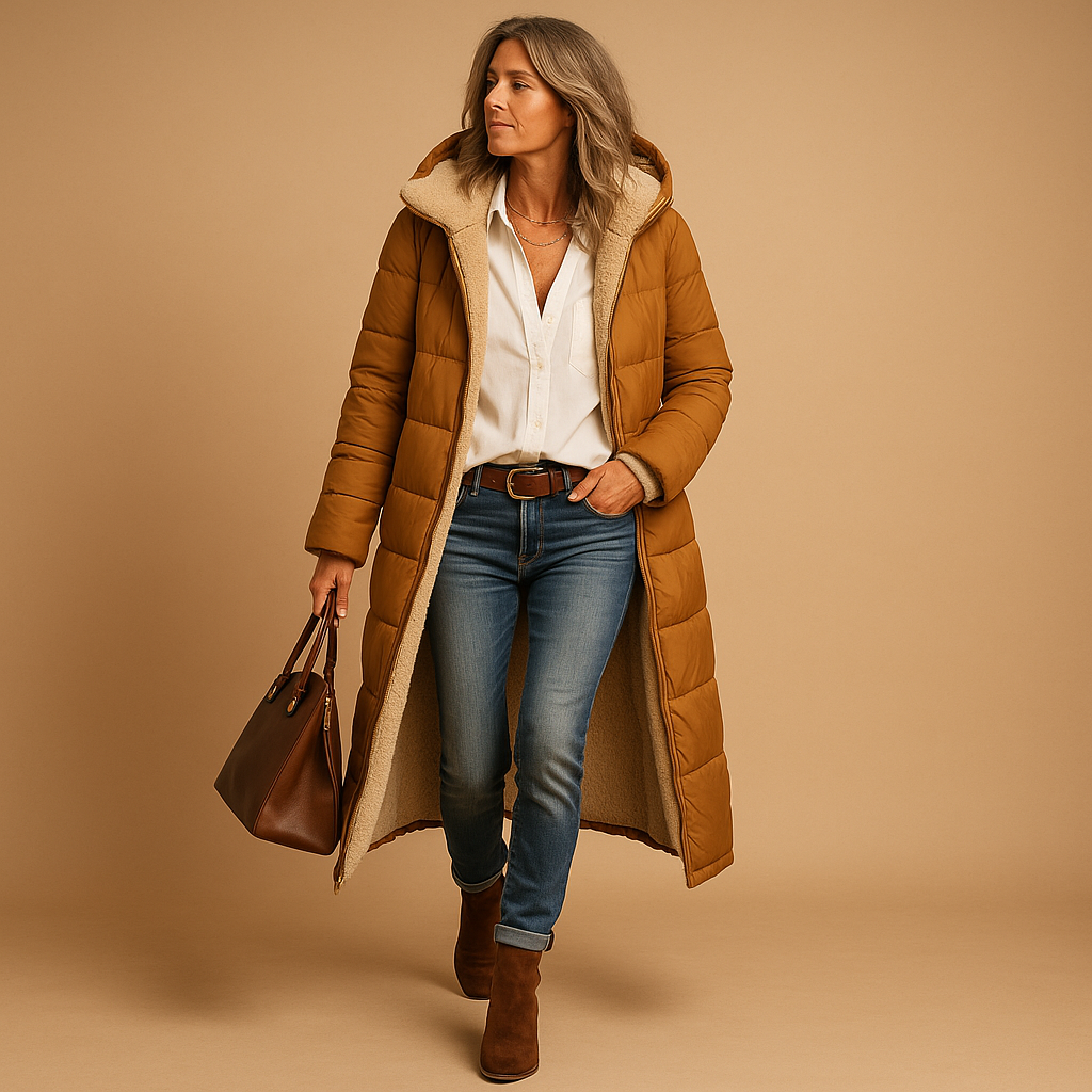 Langer Wintermantel mit Modernem Schnitt für Damen | Ideal für Kalte Tage