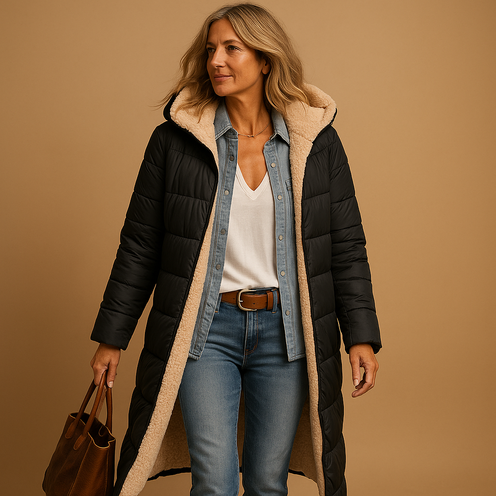 Langer Wintermantel mit Modernem Schnitt für Damen | Ideal für Kalte Tage