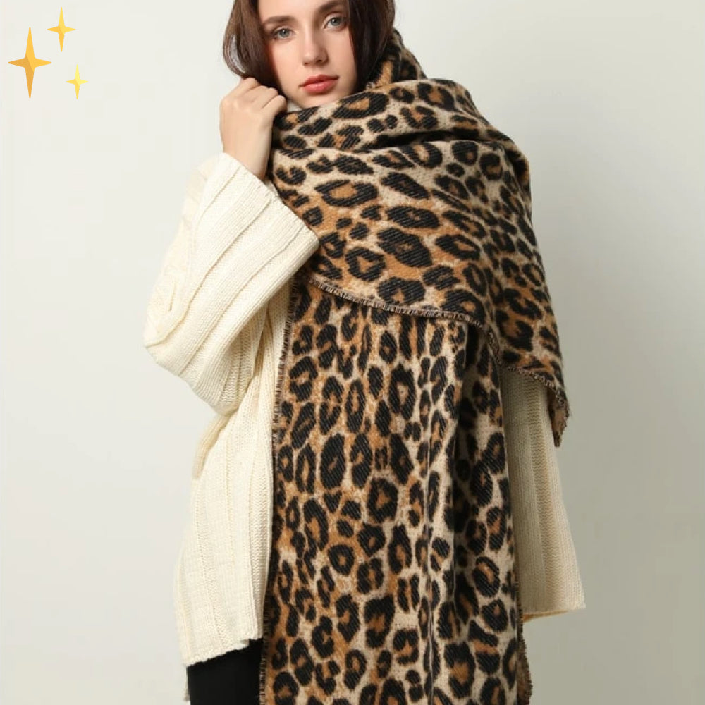 Leopardenmuster Strickschal für Frauen | Ideal für die kalte Saison