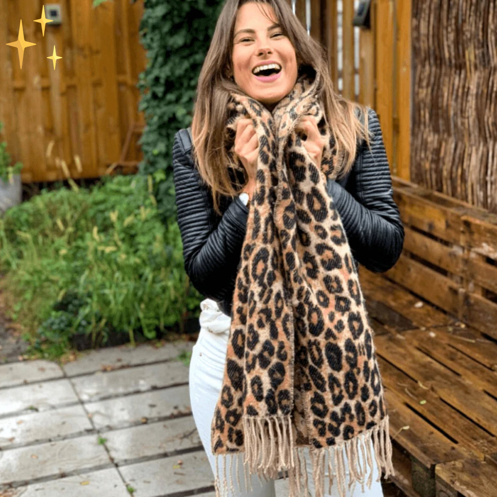 Leopardenmuster Strickschal für Frauen | Ideal für die kalte Saison