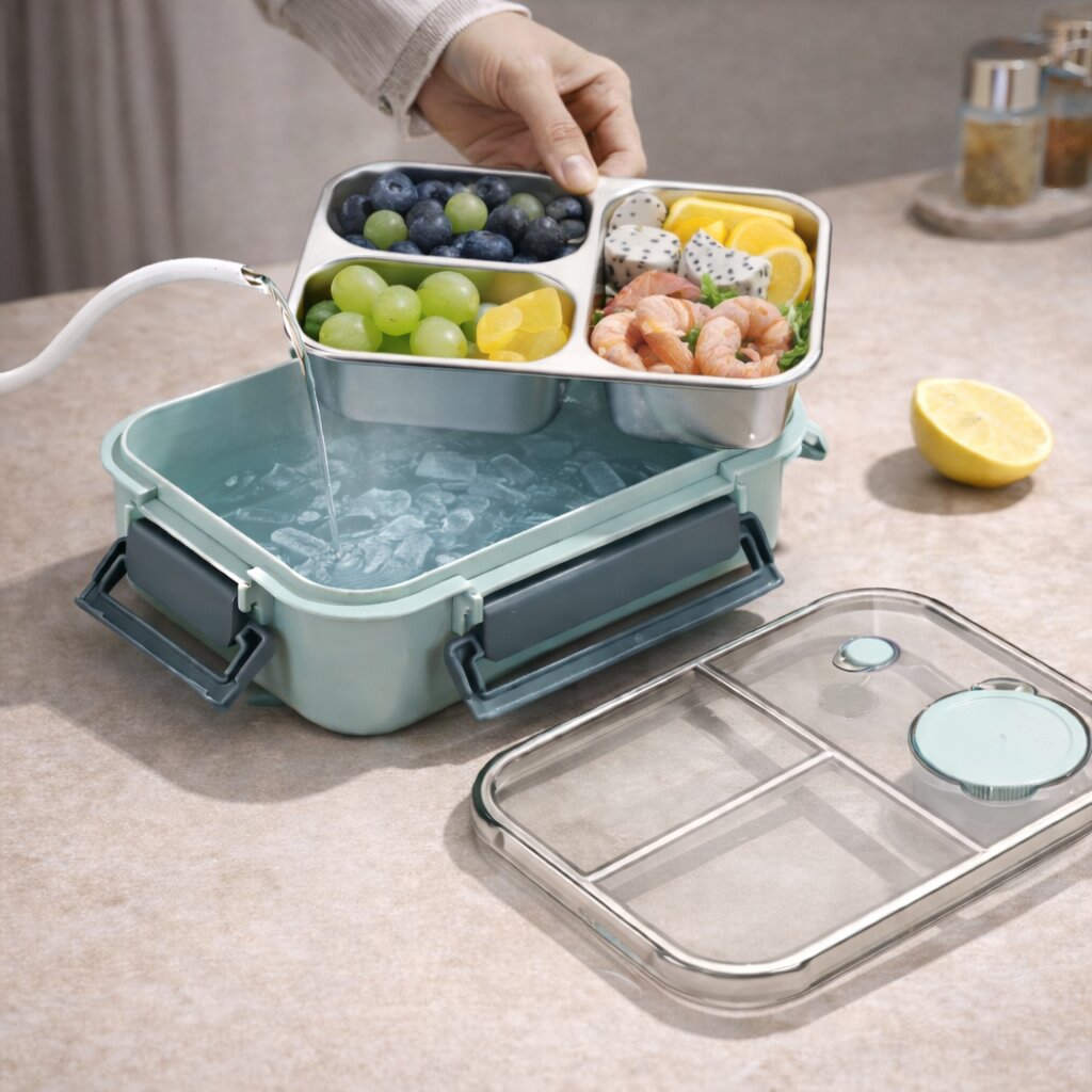 Lunchbox | Thermobehälter für Essen | Brotdose mit Fächern aus Edelstahl | Wärmecontainer | Esskraft