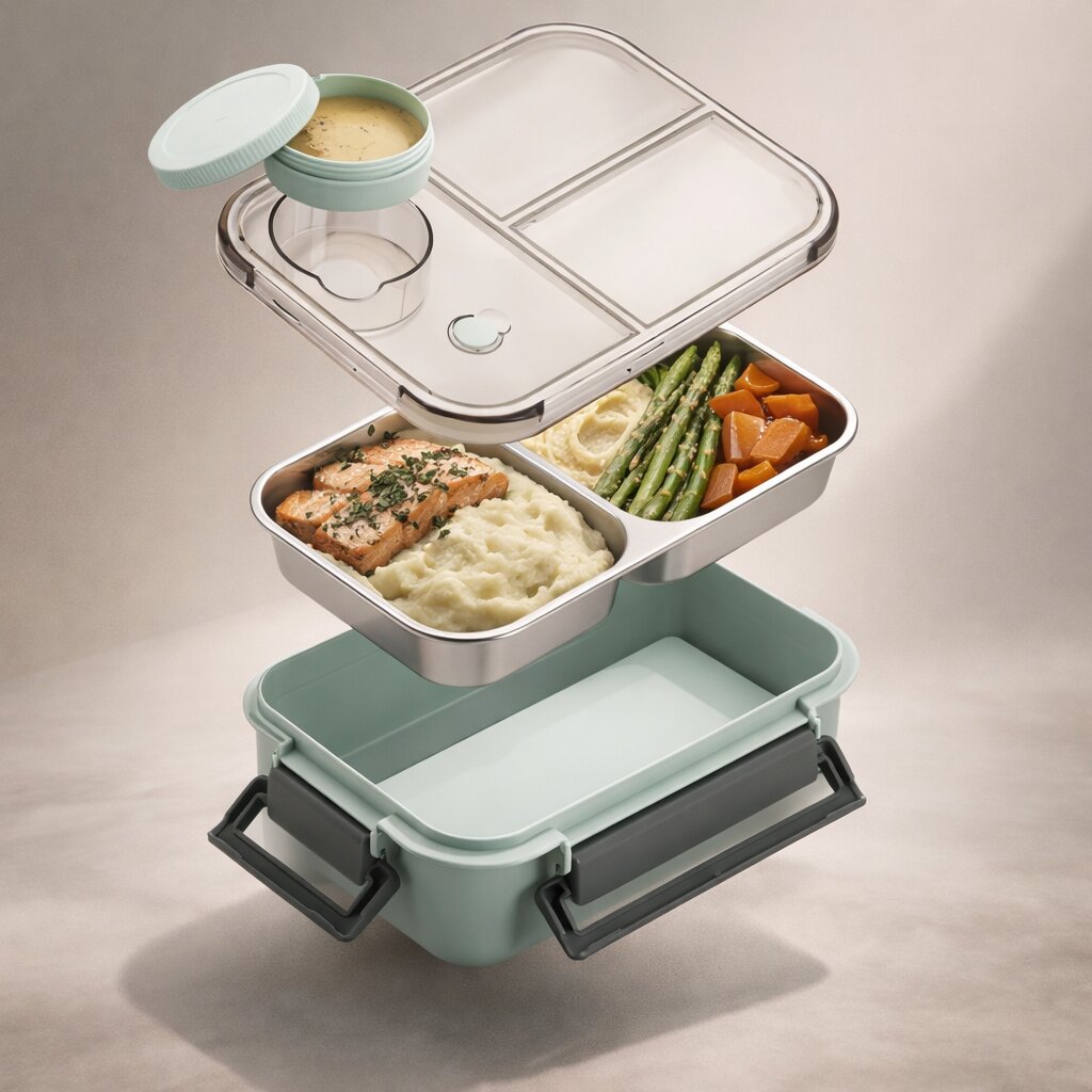 Lunchbox | Thermobehälter für Essen | Brotdose mit Fächern aus Edelstahl | Wärmecontainer | Esskraft