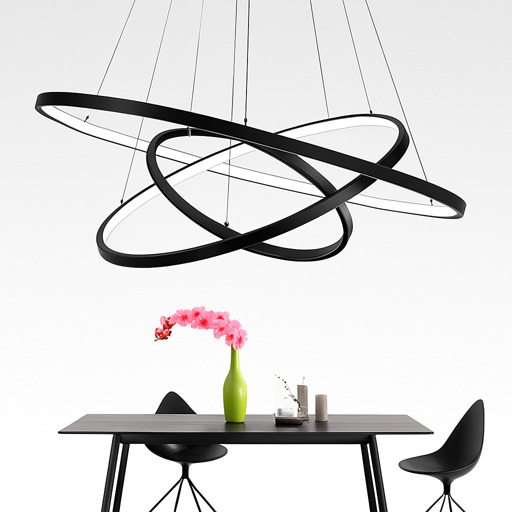 Design-Luster mit LED-Hängeringen Deco