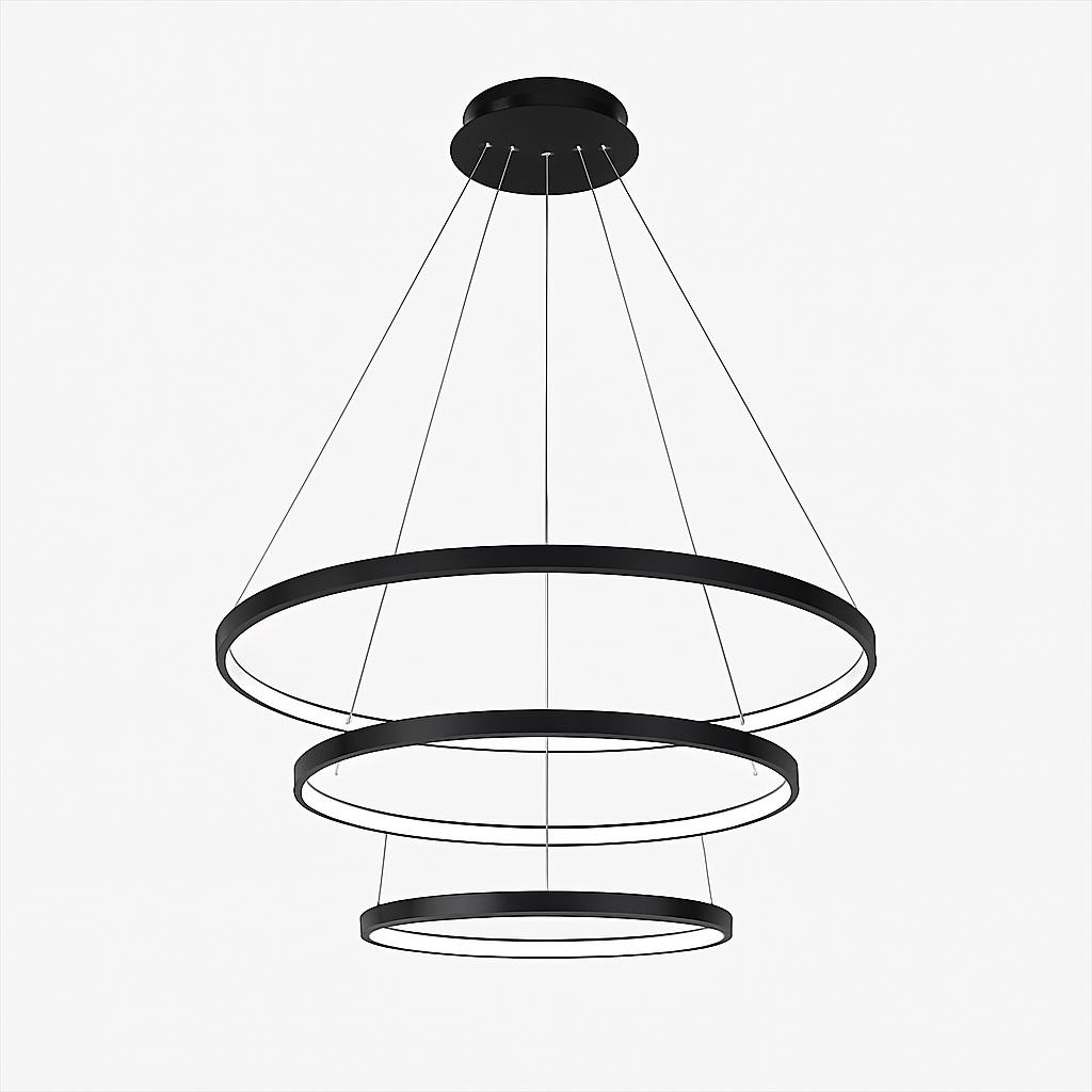 Design-Luster mit LED-Hängeringen Deco