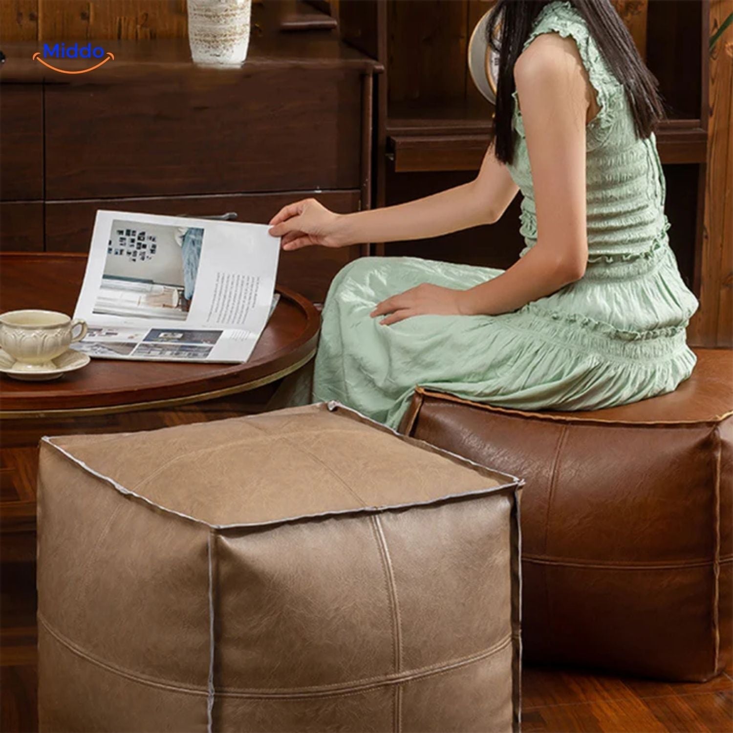 LuxuraNest Tatami Pouf Kissen | Nachhaltig, komfortabel und nachfüllbar für ultimativen Sitzkomfort