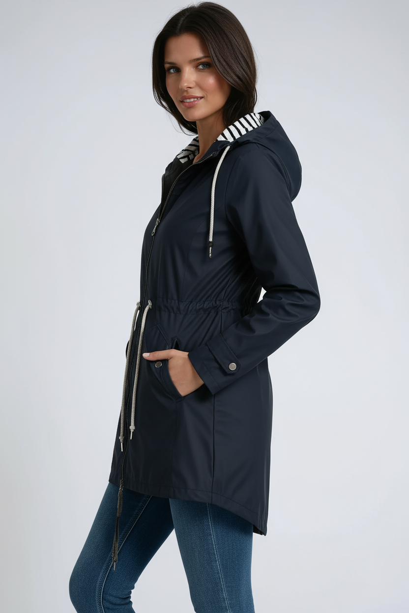 Damen Parka mit Kapuze und Kordelzug – Stilvolle Jacke mit Verstellbarem Bund