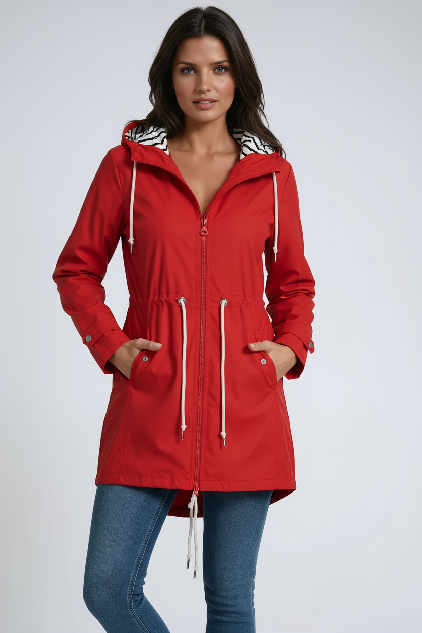 Damen Parka mit Kapuze und Kordelzug – Stilvolle Jacke mit Verstellbarem Bund