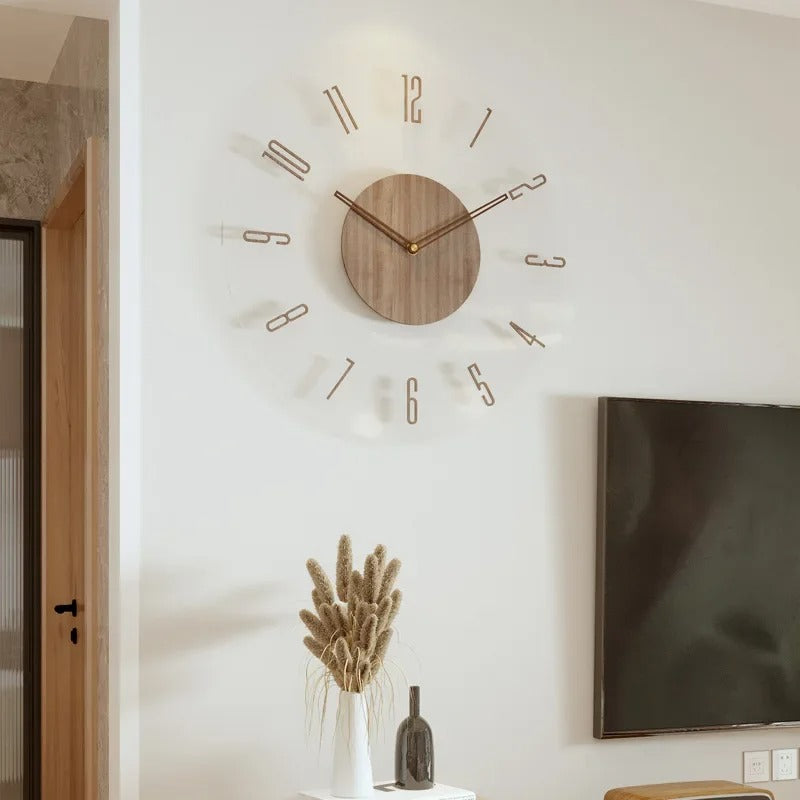 Moderne Wanduhr aus Holz – Minimalistisches und elegantes Design für das Wohnzimmer