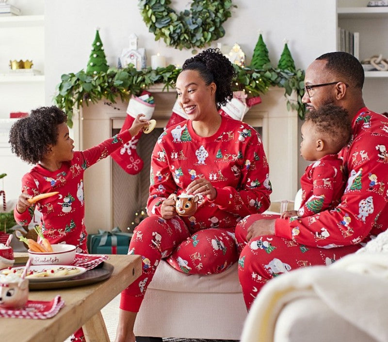 Rote Schneemann passende Familien-Weihnachtspajamas