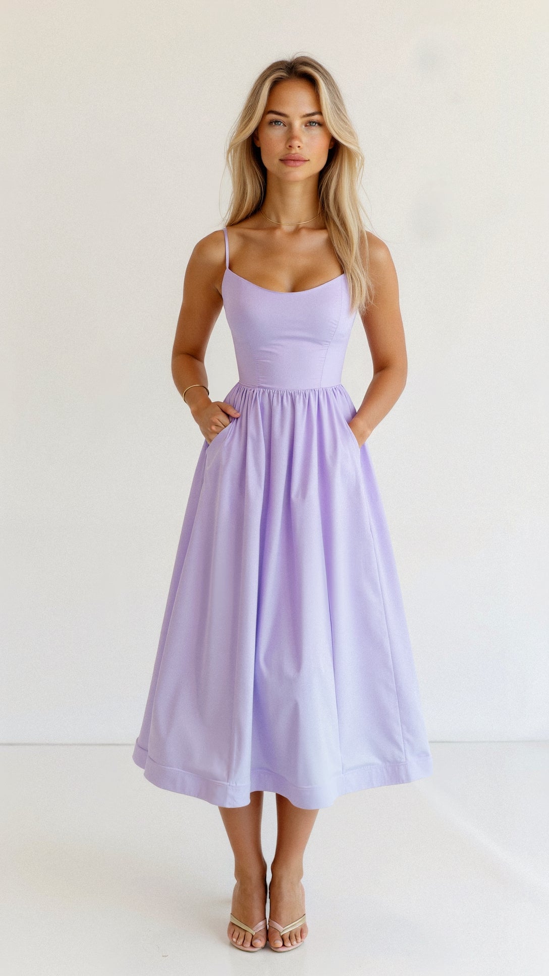 Rose | Elegantes ärmelloses Midikleid für Frauen