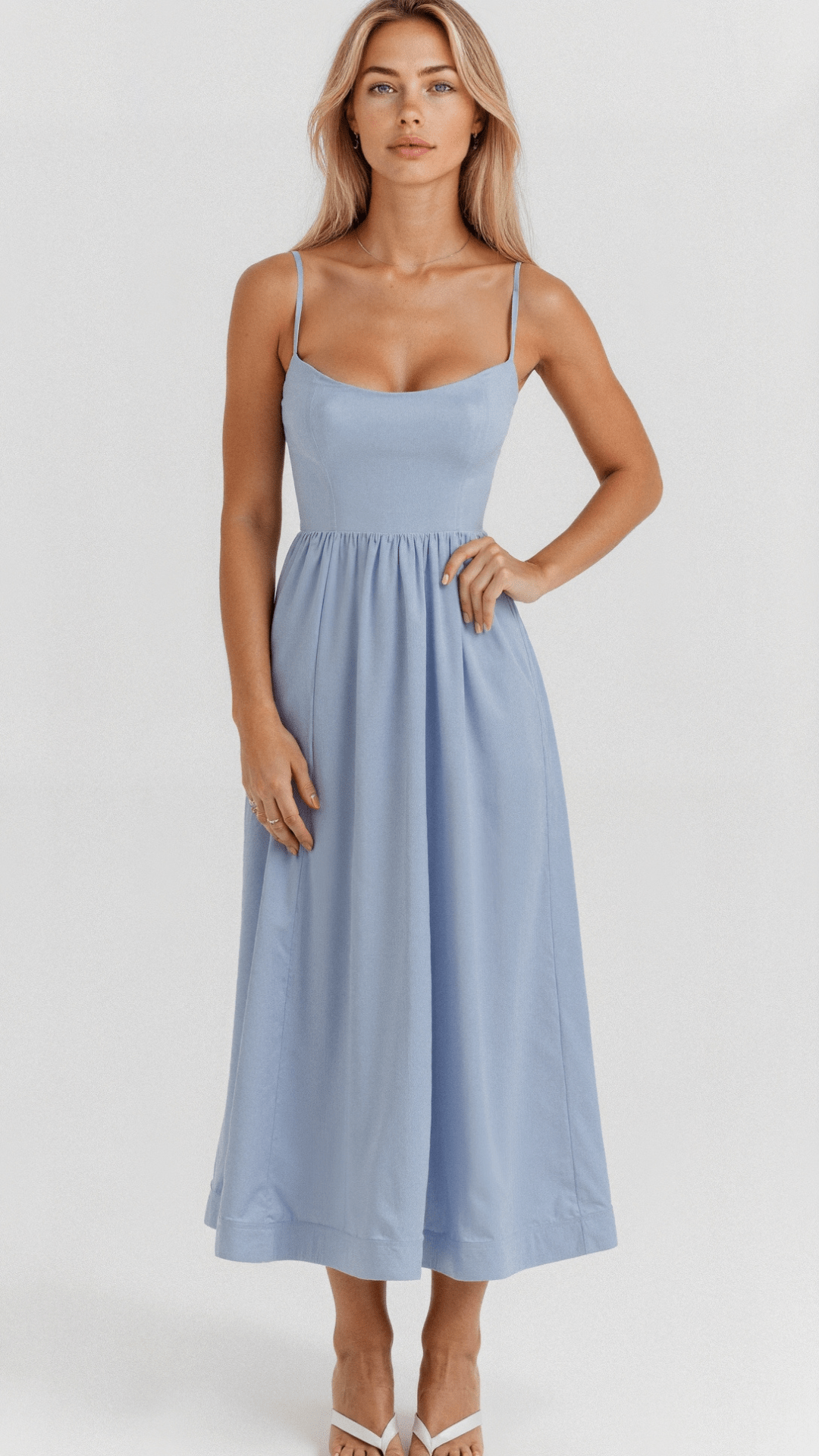 Rose | Elegantes ärmelloses Midikleid für Frauen
