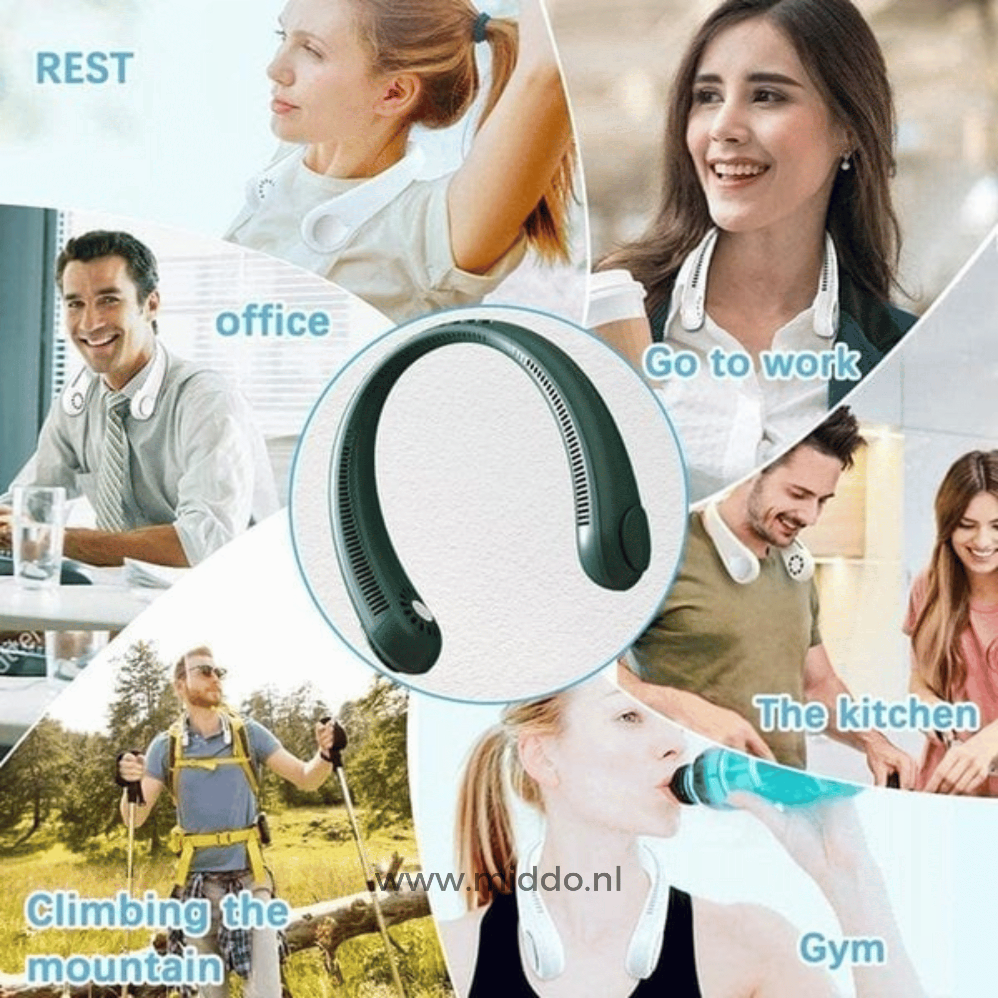 CoolBreeze Nackenventilator | Tragbarer, wiederaufladbarer Ventilator für sofortige Erfrischung